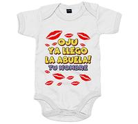 Body bebé frase divertida oju ya llegó la abuela personalizable con nombre - Blanco, Talla única 12 meses