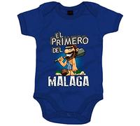 Body bebé frase el primero del Málaga para hincha de su equipo de fútbol - Azul Royal, Talla única 12 meses
