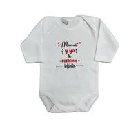 Body bebé frase : " MAMÁ Y YO TE QUEREMOS INFINITO " REGALO BEBES REGALO PAPÁS (6 MESES)