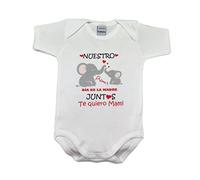 Body Bebé frase Nuestro Primer Día de la Madre Juntos Te quiero Mami (ELEFANTES) (1 MES, BODY)