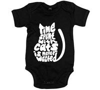 Body bebé frase para amantes de gatos time spent with cats is never wasted - Negro, Talla única 12 meses
