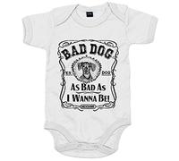 Body bebé frase perro mascota raza Dachshund Bad dog as bad as I wanna be - Blanco, Talla única 12 meses