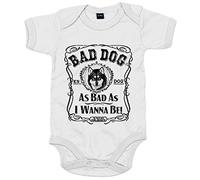 Body bebé frase perro raza Alaskan Malamute Bad dog as bad as I wanna be - Blanco, Talla única 12 meses