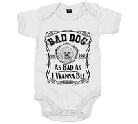 Body bebé frase perro raza Bichon Frise Bad dog as bad as I wanna be - Blanco, Talla única 12 meses