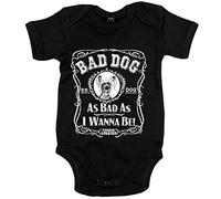 Body bebé frase perro raza Chinese Crested peludo Bad dog as bad as I wanna be - Negro, Talla única 12 meses