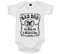 Body bebé frase perro raza English Bulldog Bad dog as bad as I wanna be - Blanco, Talla única 12 meses