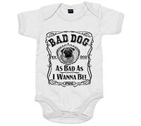 Body bebé frase perro raza Pug Bad dog as bad as I wanna be - Blanco, Talla única 12 meses
