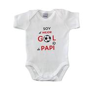 Body Bebé frase SOY EL MEJOR GOL DE PAPI Body algodón Regalo recien nacido (1 MES, ROJO MANGA CORTA)