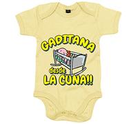 Body bebé Gaditana desde la cuna para aficionado al fútbol - Amarillo, Talla única 12 meses