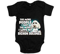 Body bebé I love my Bichon Bolones raza perro - Negro, Talla única 12 meses