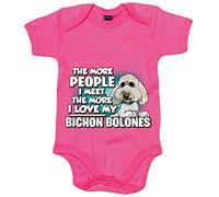 Body bebé I love my Bichon Bolones raza perro - Rosa, Talla única 12 meses