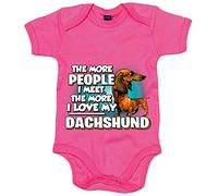 Body bebé I love my Dachshund mascota raza perro - Rosa, Talla única 12 meses