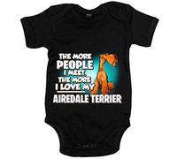 Body bebé I love my dog Airedale Terrier raza perro - Negro, Talla única 12 meses