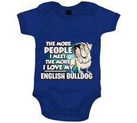 Body bebé I love my English Bulldog raza perro - Azul Royal, Talla única 12 meses