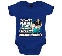 Body bebé I love my English Mastiff Mastín raza perro - Azul Royal, Talla única 12 meses