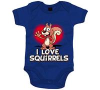Body bebé I Love Squirrels me encantan las ardillas - Azul Royal, Talla única 12 meses