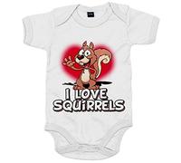 Body bebé I Love Squirrels me encantan las ardillas - Blanco, Talla única 12 meses