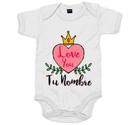 Body bebé I Love You mi reina personalizable con nombre - Blanco, Talla única 12 meses