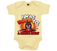 Body bebé I was born to be a mortal enemy parodia Baby villano rojo de las galaxias - Amarillo, Talla única 12 meses