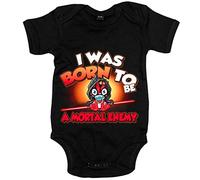 Body bebé I was born to be a mortal enemy parodia Baby villano rojo de las galaxias - Negro, Talla única 12 meses