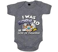 Body bebé I was born to be be god of thunder parodia friki del Dios del trueno - Gris, Talla única 12 meses