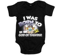 Body bebé I was born to be be god of thunder parodia friki del Dios del trueno - Negro, Talla única 12 meses