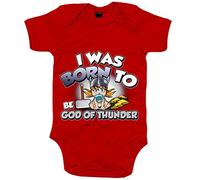 Body bebé I was born to be be god of thunder parodia friki del Dios del trueno - Rojo, Talla única 12 meses