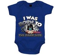 Body bebé I was born to the dark side parodia friki - Azul Royal, Talla única 12 meses