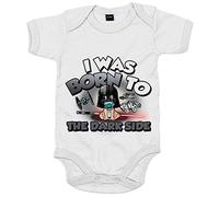 Body bebé I was born to the dark side parodia friki - Blanco, Talla única 12 meses