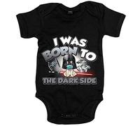 Body bebé I was born to the dark side parodia friki - Negro, Talla única 12 meses