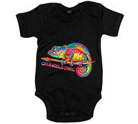 Body bebé ilustración chameleoinc camaleónico camaleón - Negro, Talla única 12 meses