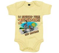 Body bebé la libertad tiene dos ruedas soy motero - Amarillo, Talla única 12 meses