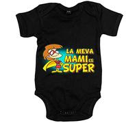 Body bebé La meva mami és super - Negro, Talla única 12 meses