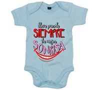 Body bebé lleva puesta siempre tu mejor sonrisa - Celeste, Talla única 12 meses