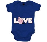 Body bebé Love Elefante me encantan los elefantes - Azul Royal, Talla única 12 meses