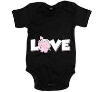 Body bebé Love Elefante me encantan los elefantes - Negro, Talla única 12 meses