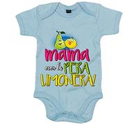 Body bebé mamá eres la pera limonera - Celeste, Talla única 12 meses