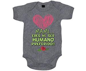 Body bebé mami eres mi ser humano preferido regalo día de las madres - Gris, Talla única 12 meses