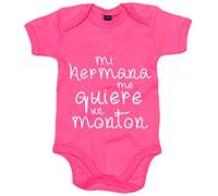 Body bebé Mi hermana me quiere un montón - Rosa, Talla única 12 meses