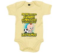 Body bebé mi papi me hizo guapo simpático y sobretodo aficionado al fútbol de Las Palmas - Amarillo, Talla única 12 meses