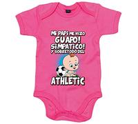Body bebé mi papi me hizo guapo simpático y sobretodo aficionado al fútbol del Athletic - Rosa, Talla única 12 meses