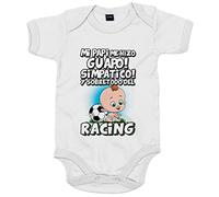 Body bebé mi papi me hizo guapo simpático y sobretodo aficionado al fútbol del Racing - Blanco, Talla única 12 meses