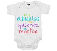 Body bebé Mis abuelos me quieren un montón - Blanco, Talla única 12 meses
