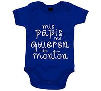 Body bebé Mis papis me quieren un montón - Azul Royal, Talla única 12 meses
