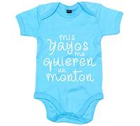 Body bebé Mis yayos me quieren un montón - Celeste, Talla única 12 meses