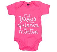 Body bebé Mis yayos me quieren un montón - Rosa, Talla única 12 meses