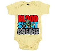 Body bebé Motocross Blood Sweat And Gears - Amarillo, Talla única 12 meses