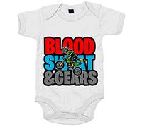 Body bebé Motocross Blood Sweat And Gears - Blanco, Talla única 12 meses