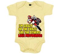 Body bebé Motocross I Am Crazy - Amarillo, Talla única 12 meses