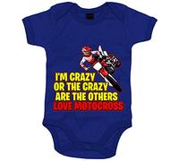 Body bebé Motocross I Am Crazy - Azul Royal, Talla única 12 meses